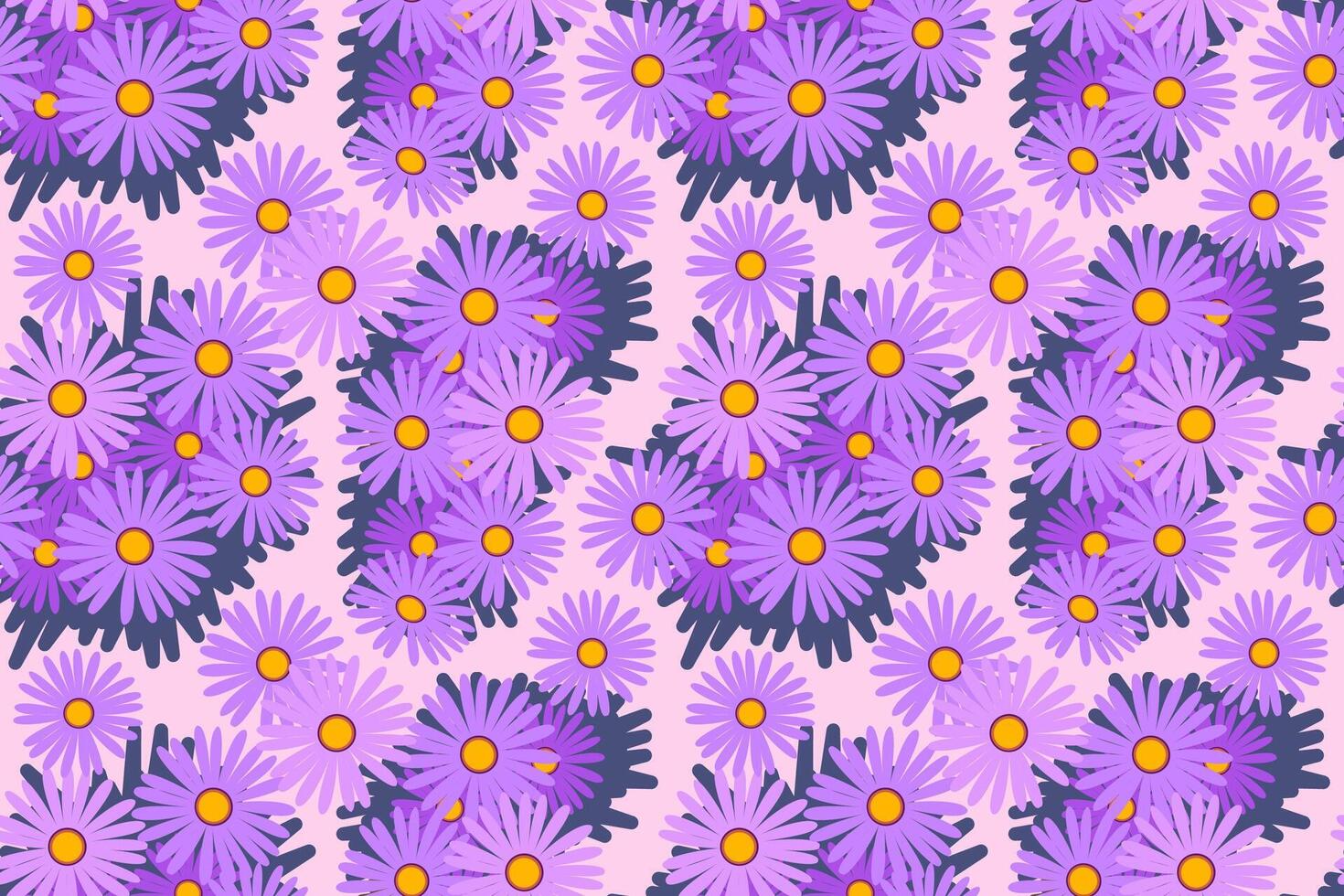 Asters Floral Seamless Pattern.  Vector Illustration design for background or wallpaper