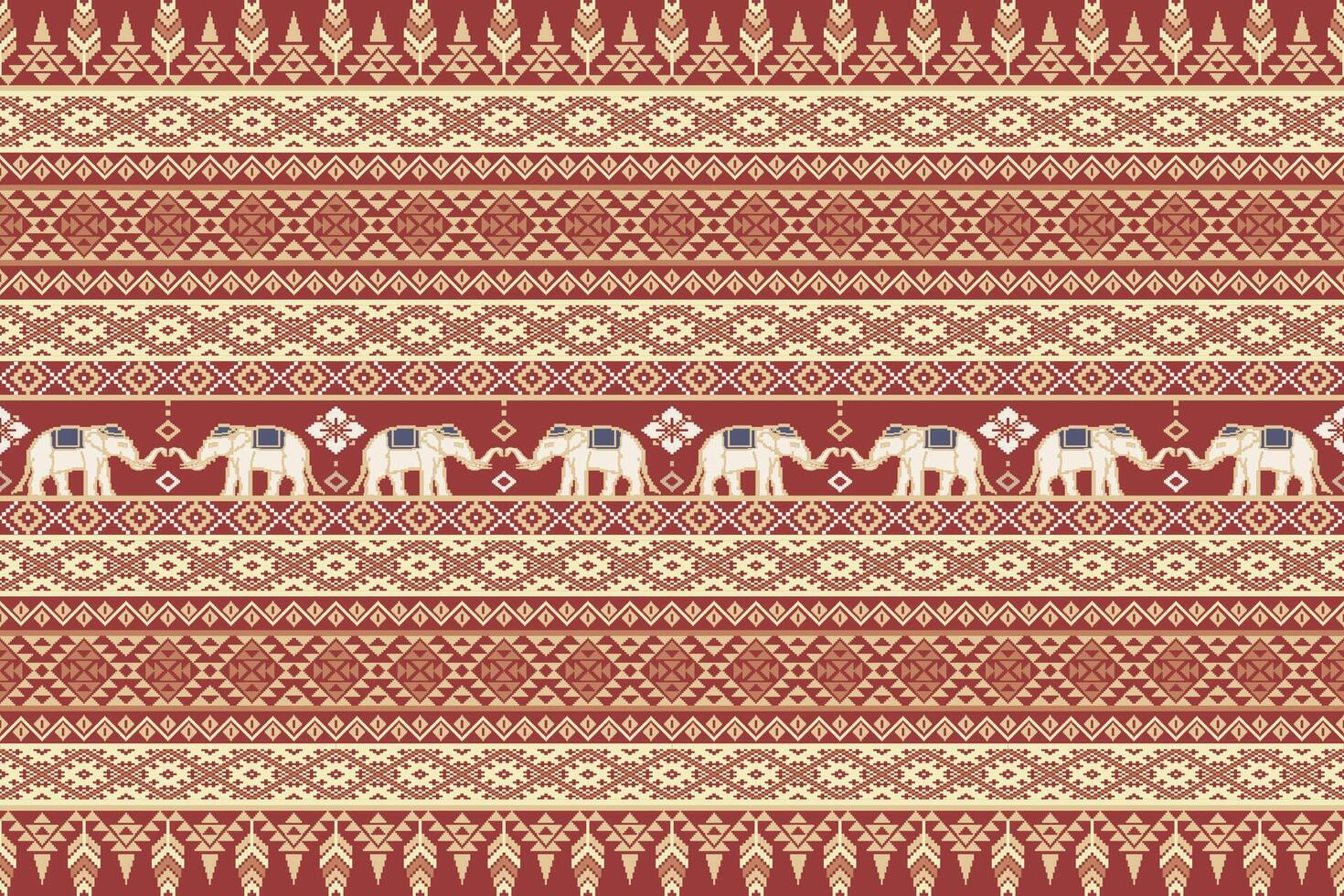 étnico tailandés elefante sin costura modelo. vector ilustración para tela, textil, alfombra, teja, envase, fondo de pantalla y antecedentes