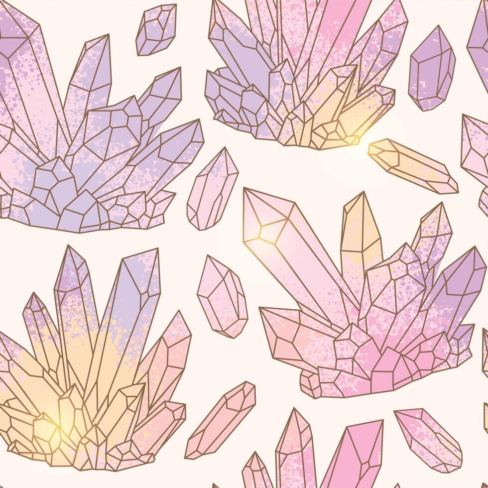 Vector seamless pattern with vibrant crystal gems