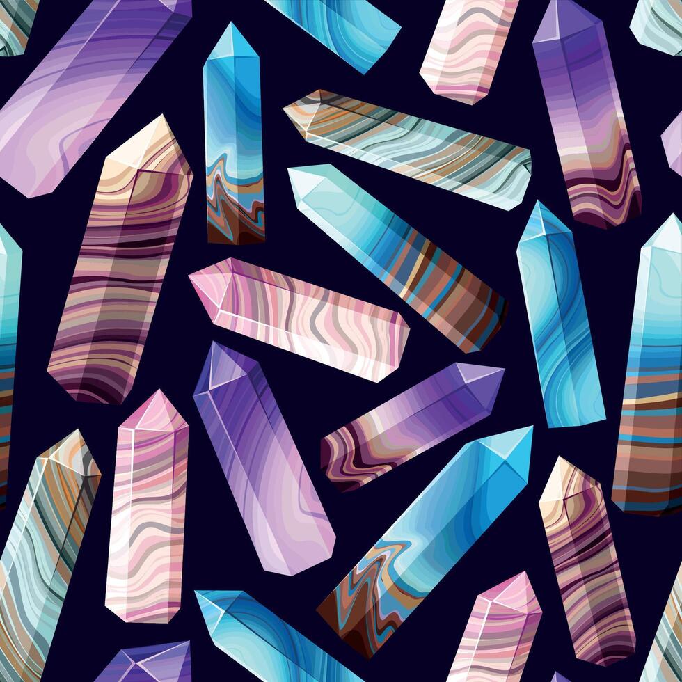 Vector seamless pattern with colorful crystal gems
