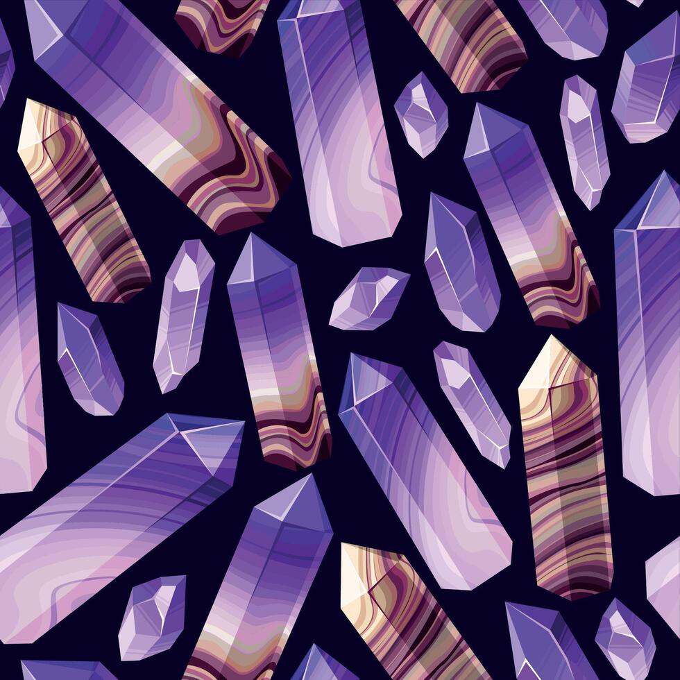 Vector seamless pattern with colorful crystal gems