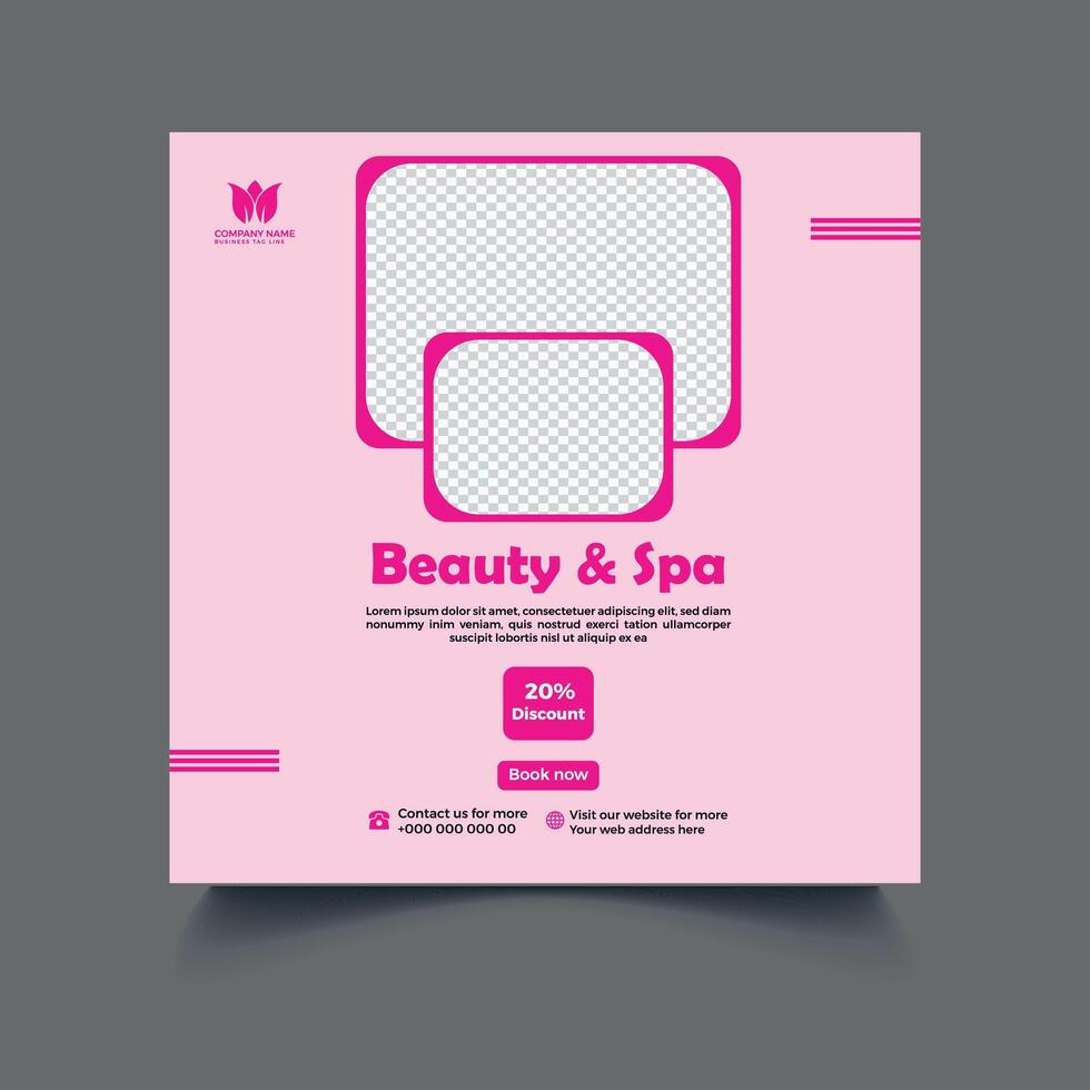 Beauty spa social media template, square banner. vector