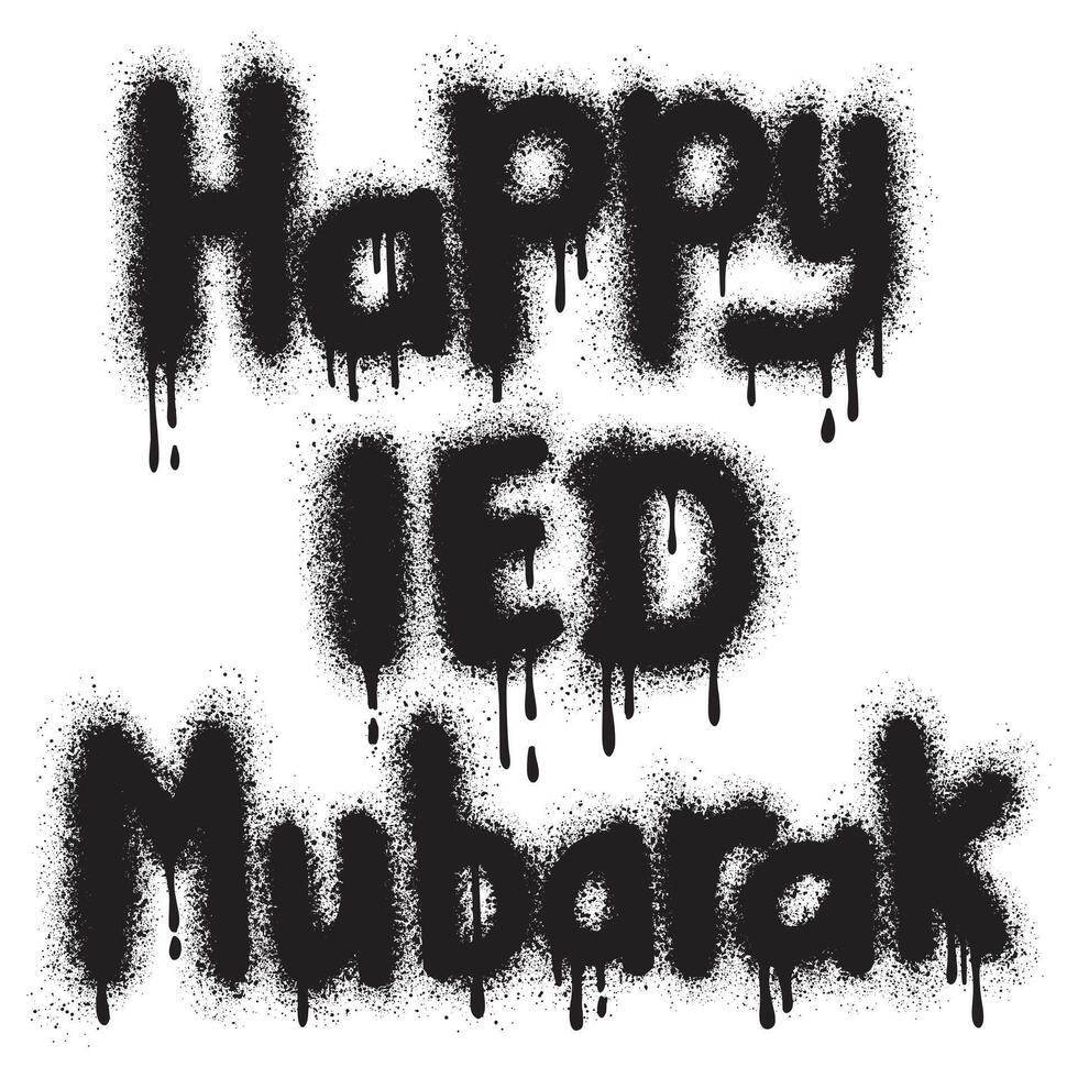 eid Mubarak saludos dibujado con pintada estilo rociar pintar vector