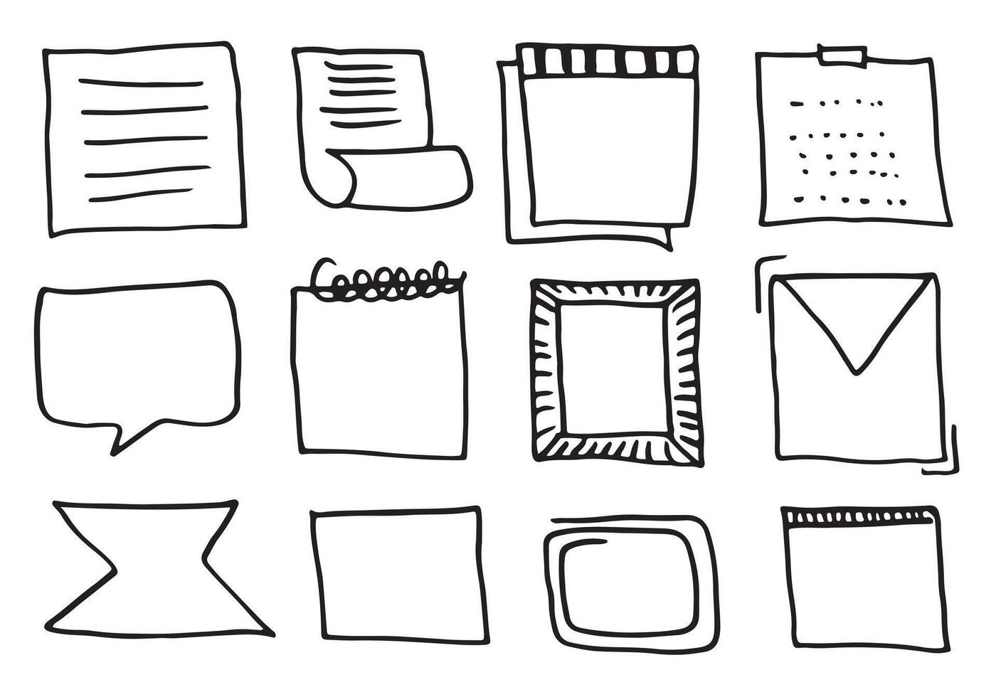Frames doodle vector.sketch square vector frames and different elements.vector illustration.