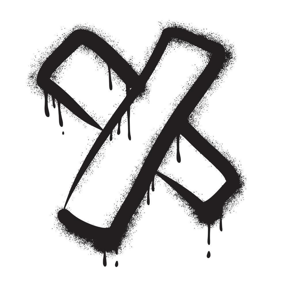 Graffiti font X with black spray paint. Vector illustration.
