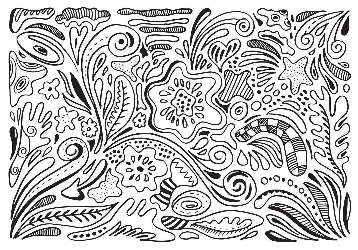 Decorative abstract with doodles of shapes. vector