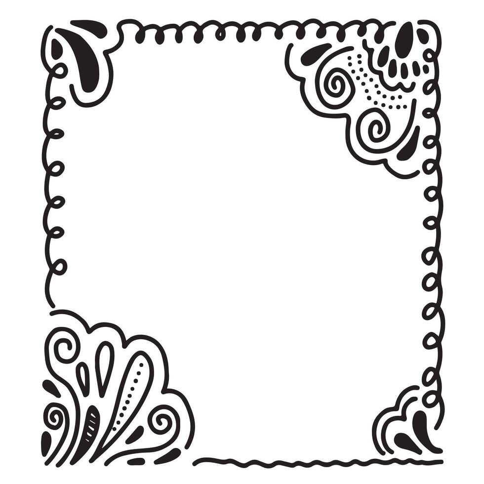 Set of border, brush, frame in doodle style.vector illustration. vector