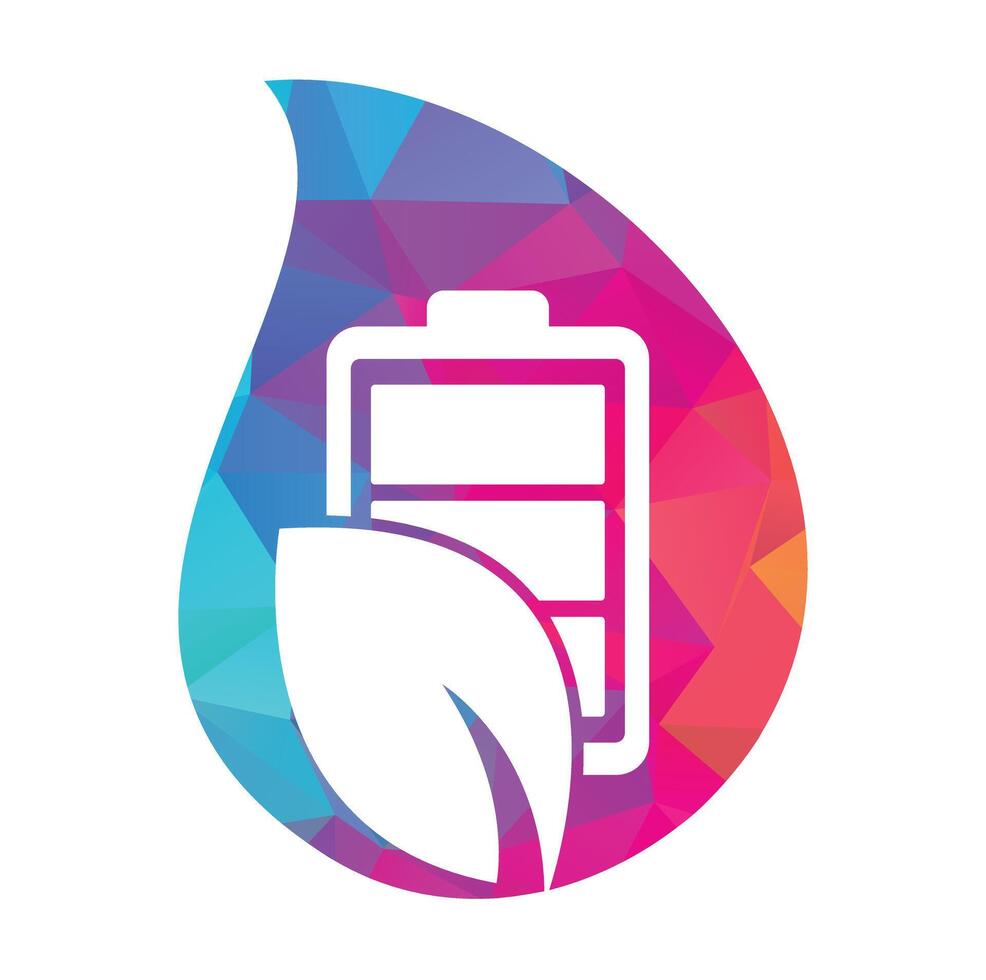 Leaf battery drop shape concept logo design vector icon.