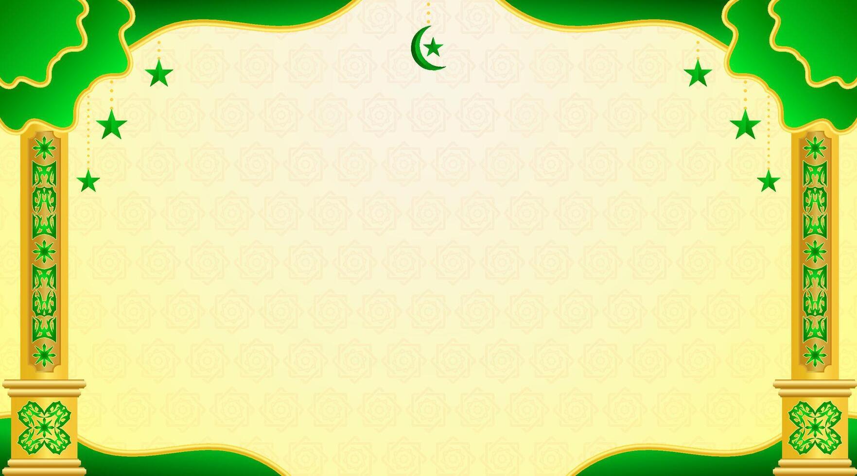 Islamic banner with green ornaments vector