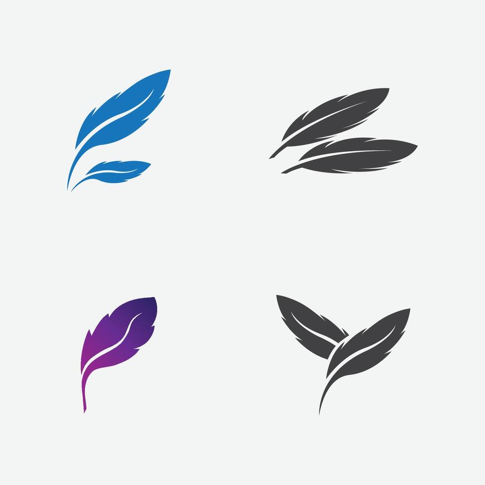 collection of feather logo illustration designs on a gray background vector