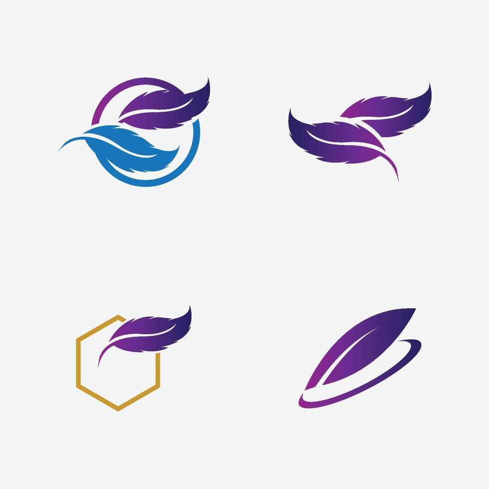 colección de pluma logo ilustración diseños en un gris antecedentes vector