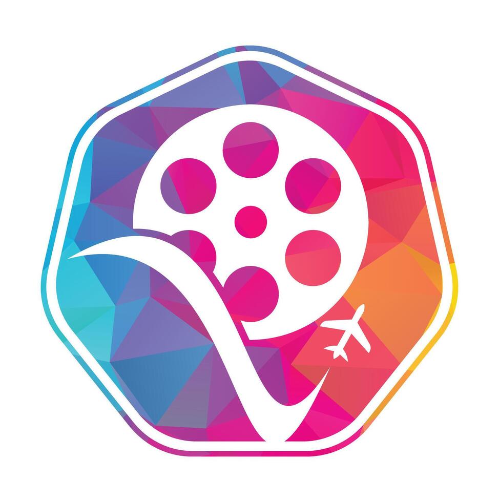 viaje película logo diseño vector icono.