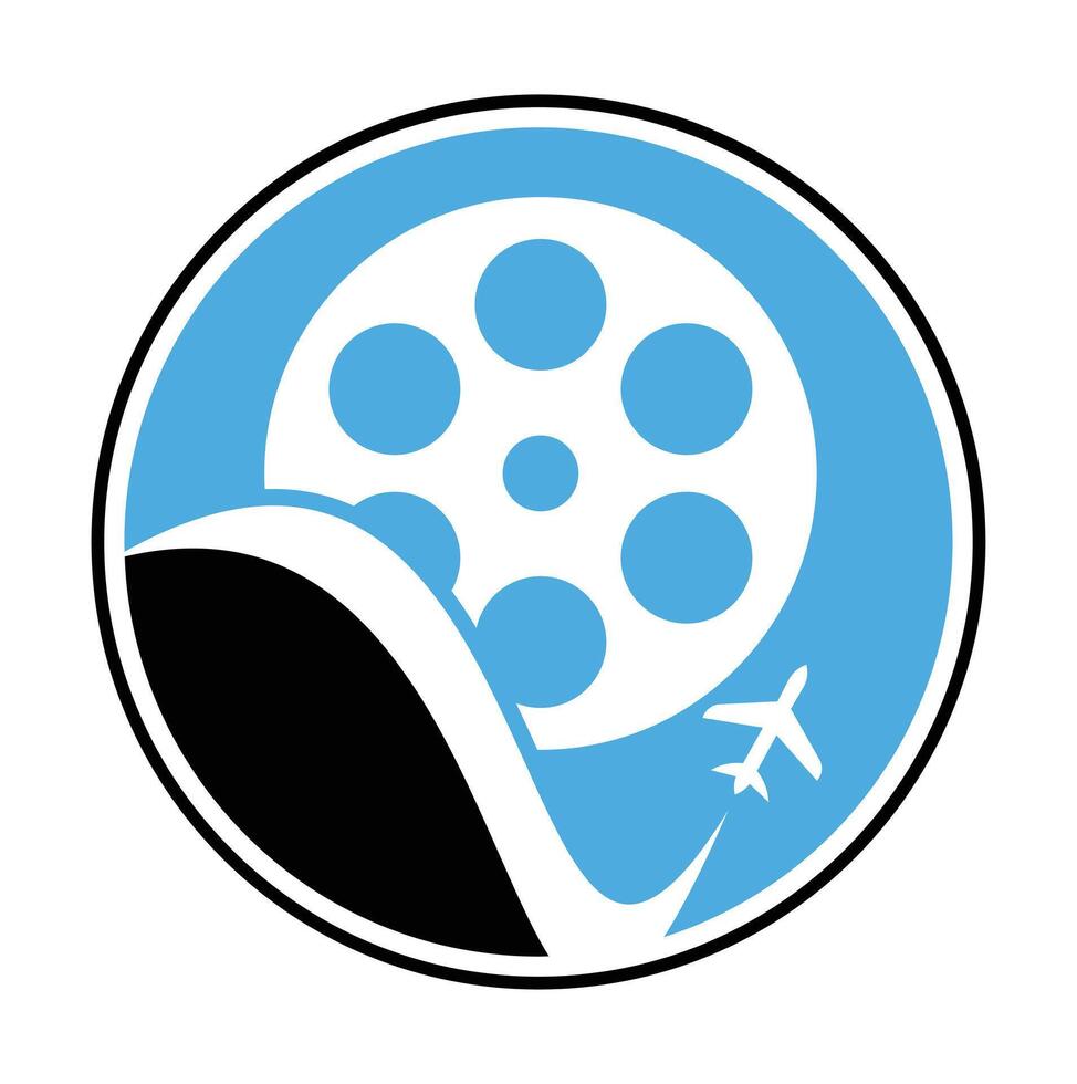viaje película logo diseño vector icono.