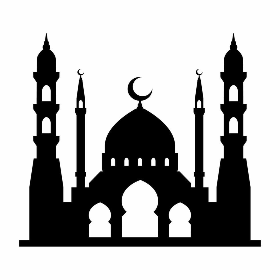 mezquita silueta icono vector. mezquita edificio icono para símbolo eid Mubarak celebracion. Ramadán diseño gráfico en musulmán cultura y islam religión vector