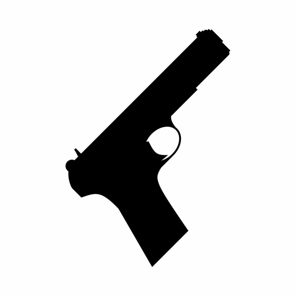 Pistol silhouette icon vector. Pistol handgun silhouette for icon, symbol or sign. Handgun icon vector for weapon, military, army, arsenal or war