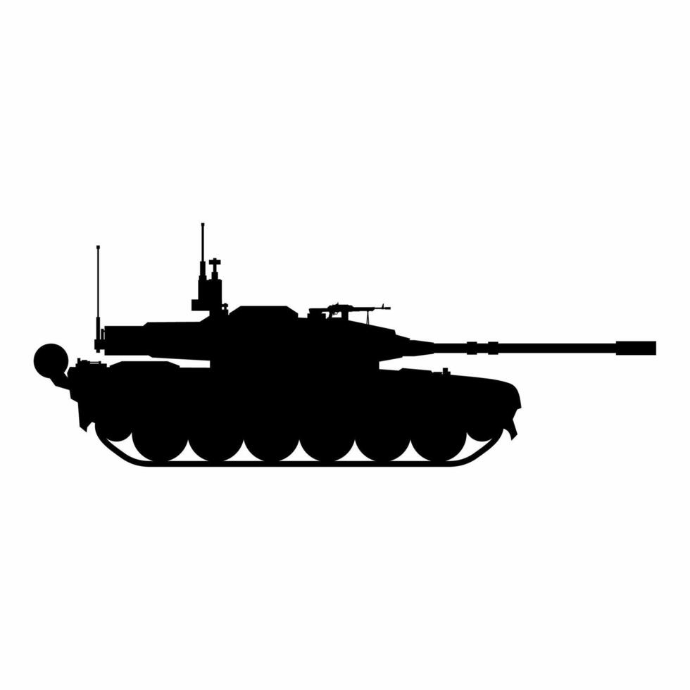 militar tanque silueta icono vector. militar tanque silueta para icono, símbolo o signo. blindado tanque símbolo para militar, guerra, conflicto y cañón vector