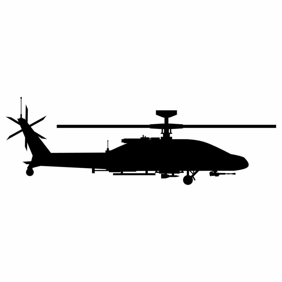 Attack helicopter silhouette icon vector. Attack helicopter silhouette for icon, symbol or sign. Attack helicopter icon for military, war, conflict and air strike vector