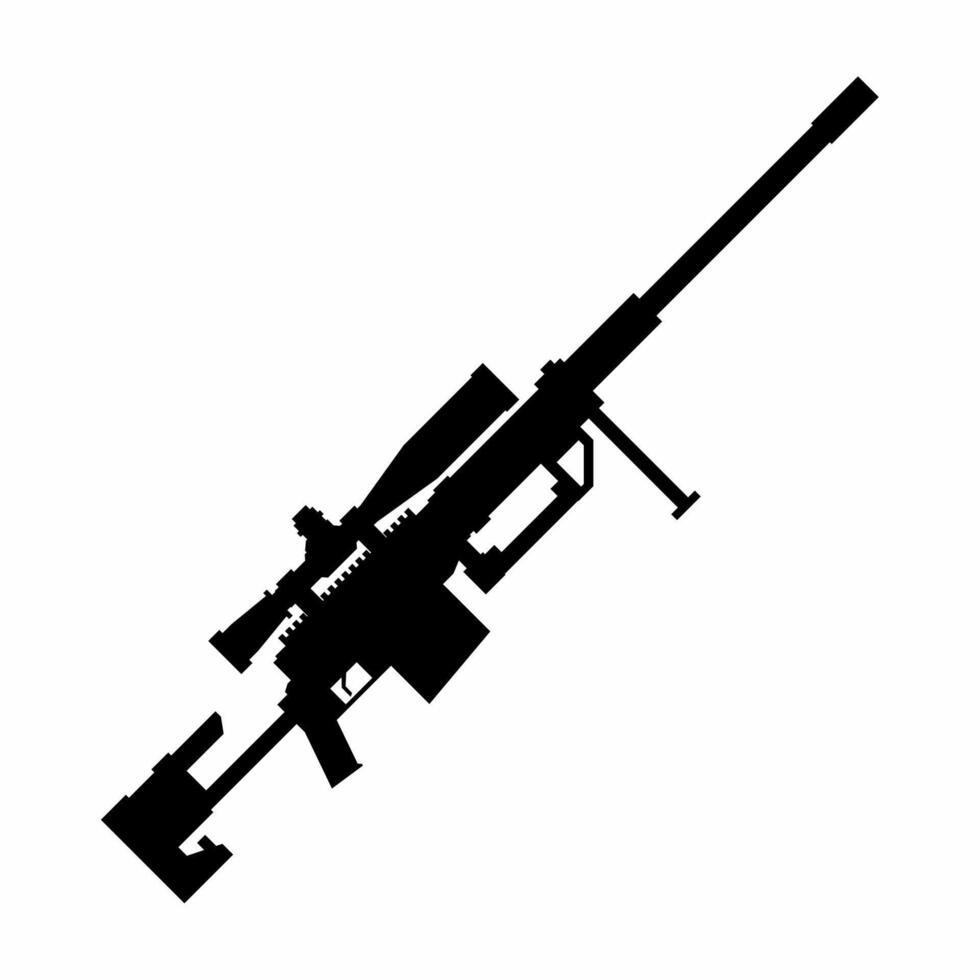 Sniper rifle silhouette icon vector. Sniper gun silhouette for icon, symbol or sign. Sniper icon vector for weapon, military, army, arsenal or war