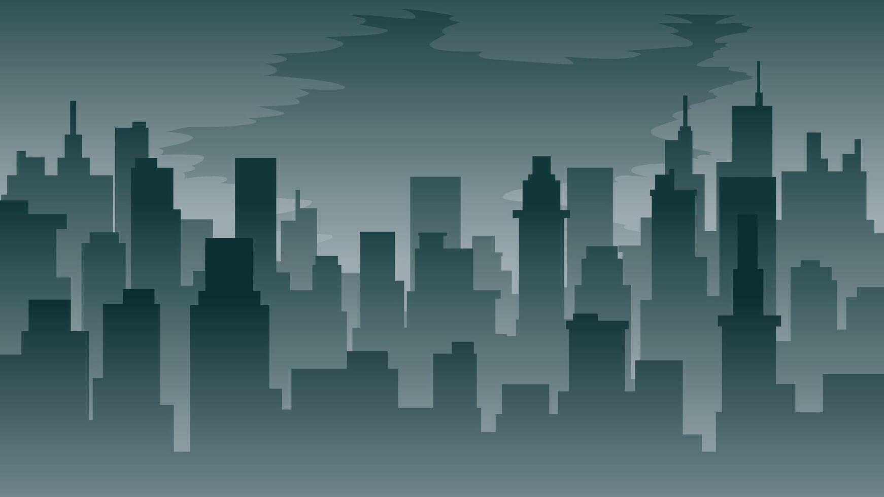 paisaje urbano vector ilustración. silueta de horizonte ciudad paisaje en el noche. ciudad paisaje para ilustración, antecedentes o fondo de pantalla
