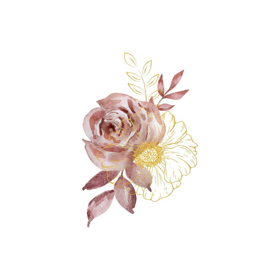 flores ramo de flores con acuarela rosas, elegante floral vector
