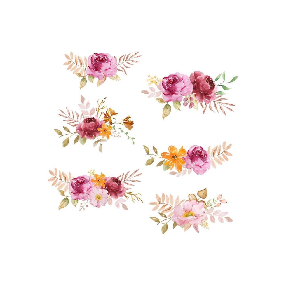 acuarela elegante ramo de flores de otoño flores y hojas, boho estilo vector