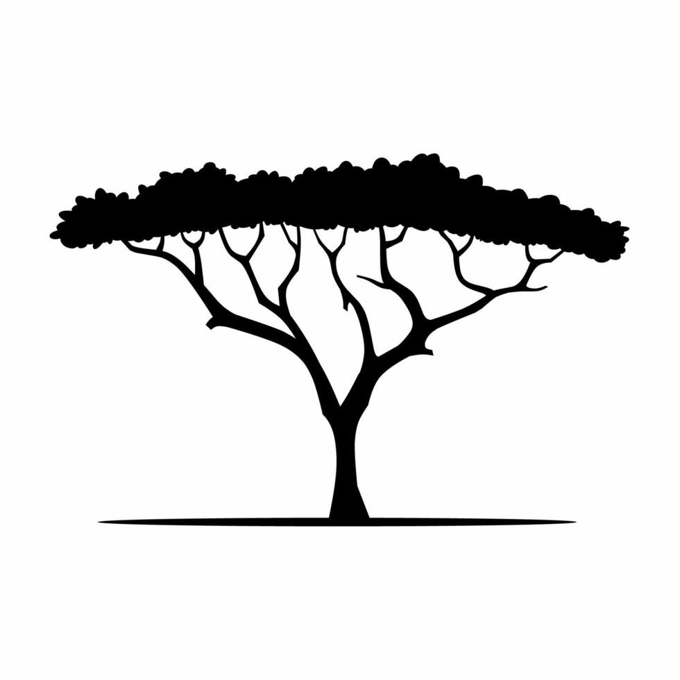African tree silhouette icon vector. Sabana tree silhouette for icon, symbol or sign. African tree icon for nature landscape, illustration or forest vector