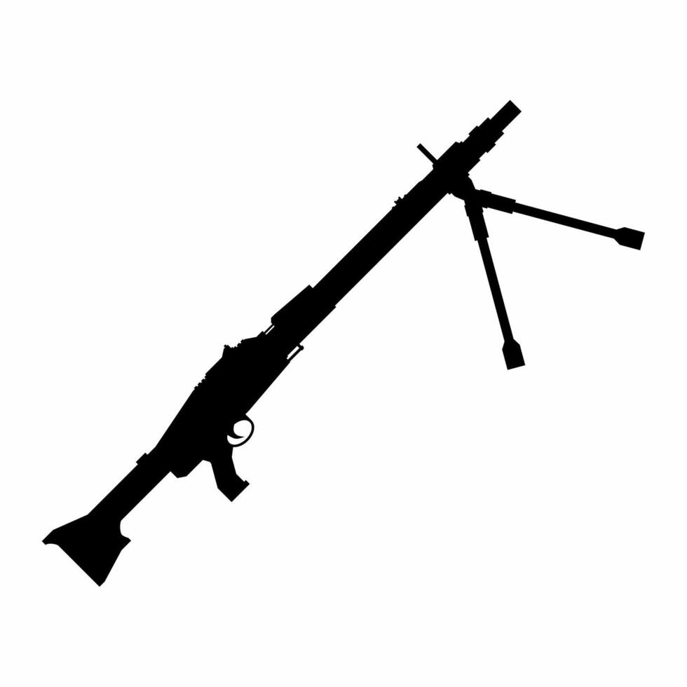 Machine gun silhouette icon vector. Light machine gun silhouette for icon, symbol or sign. Machine gun icon vector for weapon, military, army or war