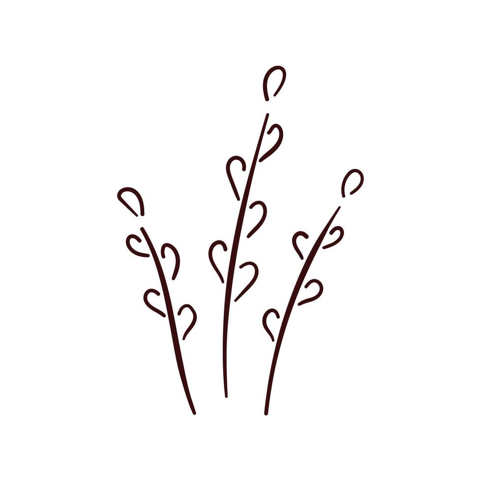 Willow branch outline simple icon in line art style. Willow twig symbol design for web and mobile. Vector illustration isolated on a white background.