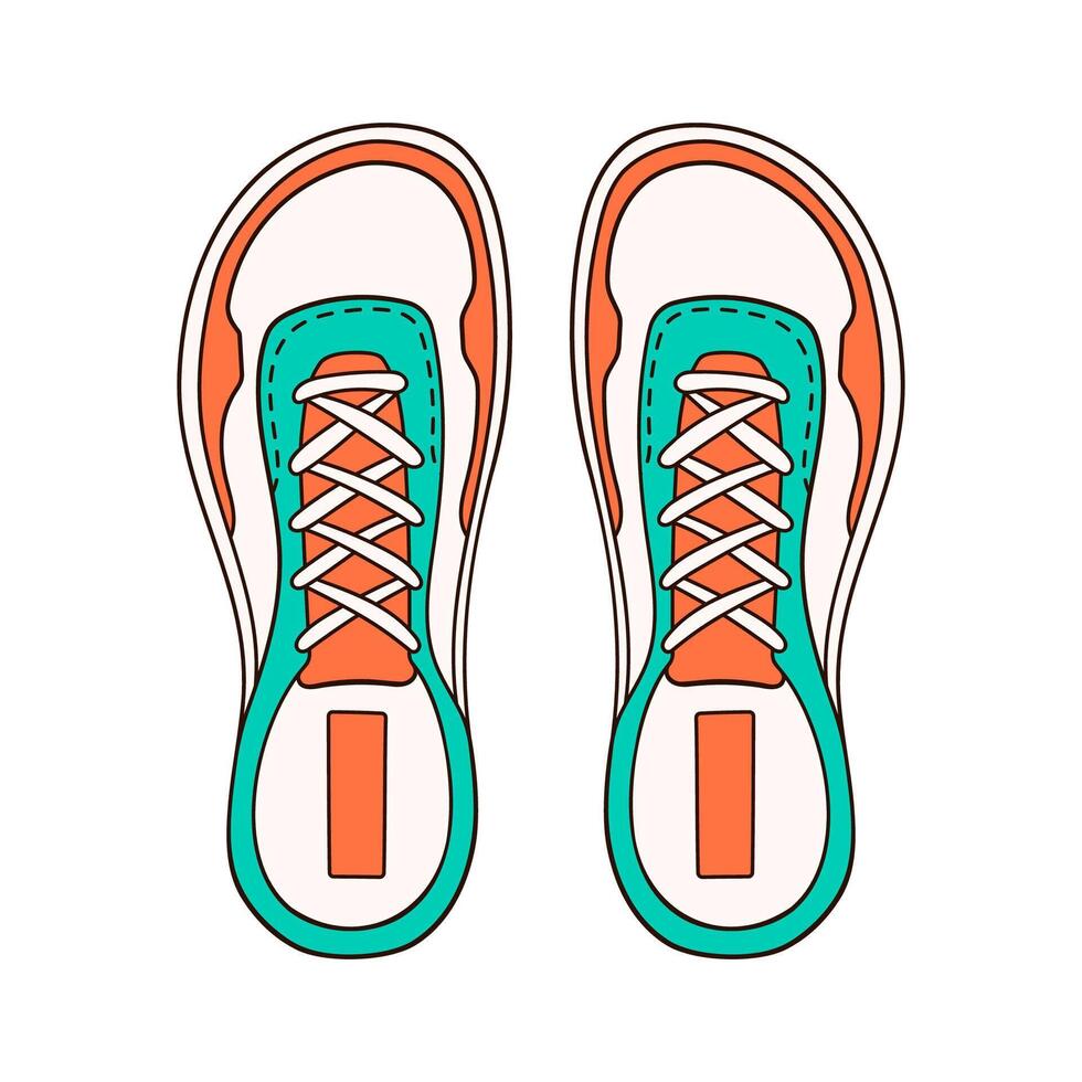 casual zapatillas para masculino o hembra en dibujos animados estilo. plano Zapatos parte superior vista. vector ilustración aislado en un blanco antecedentes.