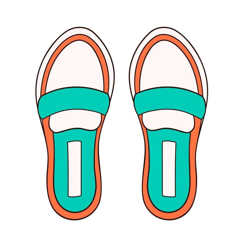 mocasines zapatos, clásico casual calzado para masculino y femenino. dibujos animados estilo icono, logo para zapato almacenar. vector ilustración aislado en un blanco antecedentes.