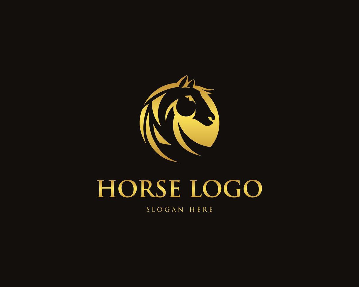 Simple elegant horse logo design vector template.