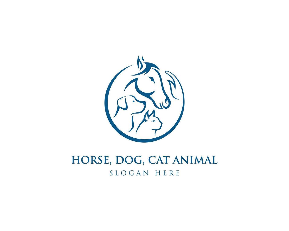 Horse, Dog and Cat Animal Logo Design Modern Vector. vector