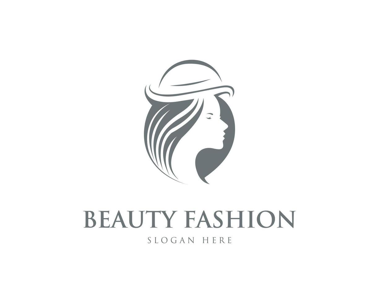 Beauty girl face logo design concept vector template.