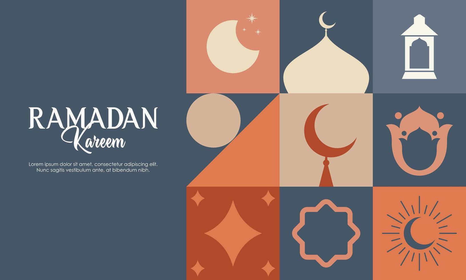 Islamic Greeting Card Template with Ramadan for Wallpaper. Ramadan Kareem Abstract Concept with Ramadan Elements vector