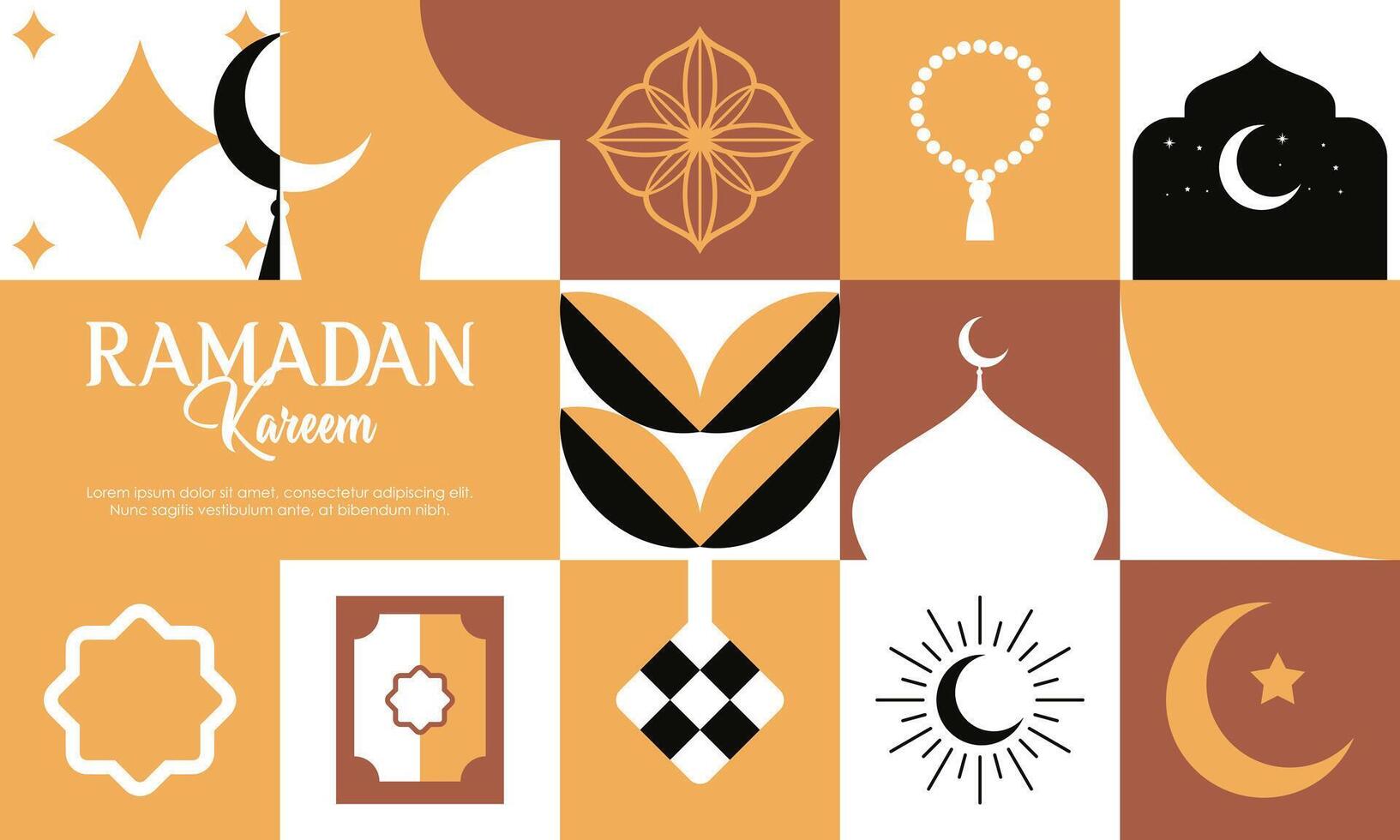 Islamic Greeting Card Template with Ramadan for Wallpaper. Ramadan Kareem Abstract Concept with Ramadan Elements vector