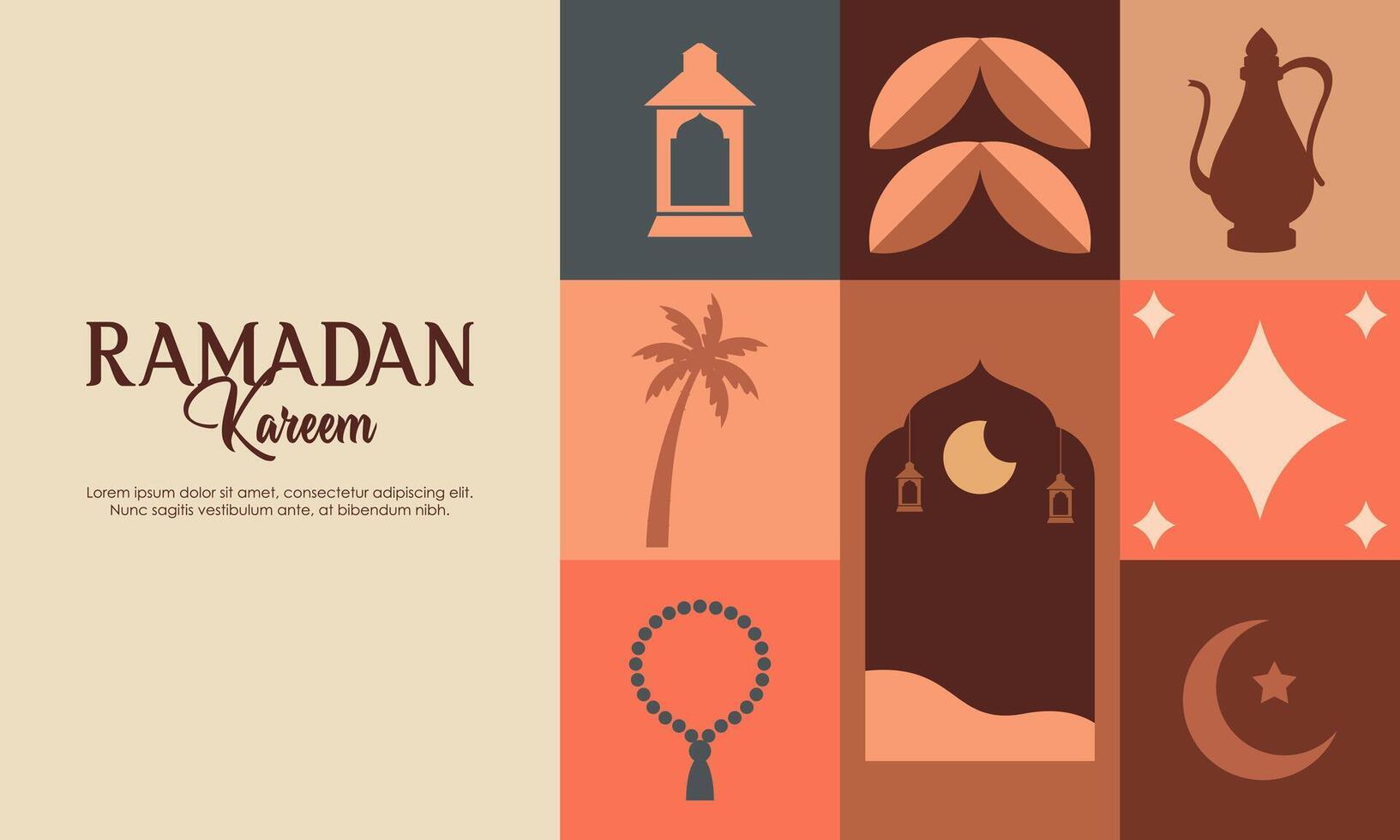 Islamic Greeting Card Template with Ramadan for Wallpaper. Ramadan Kareem Abstract Concept with Ramadan Elements vector