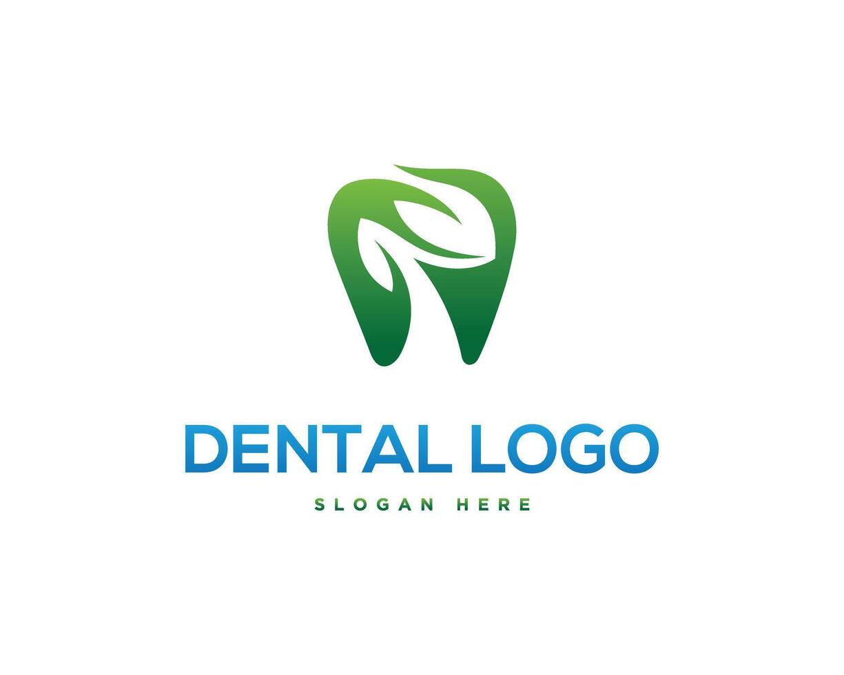 hoja dental logo diseño vector silueta modelo.