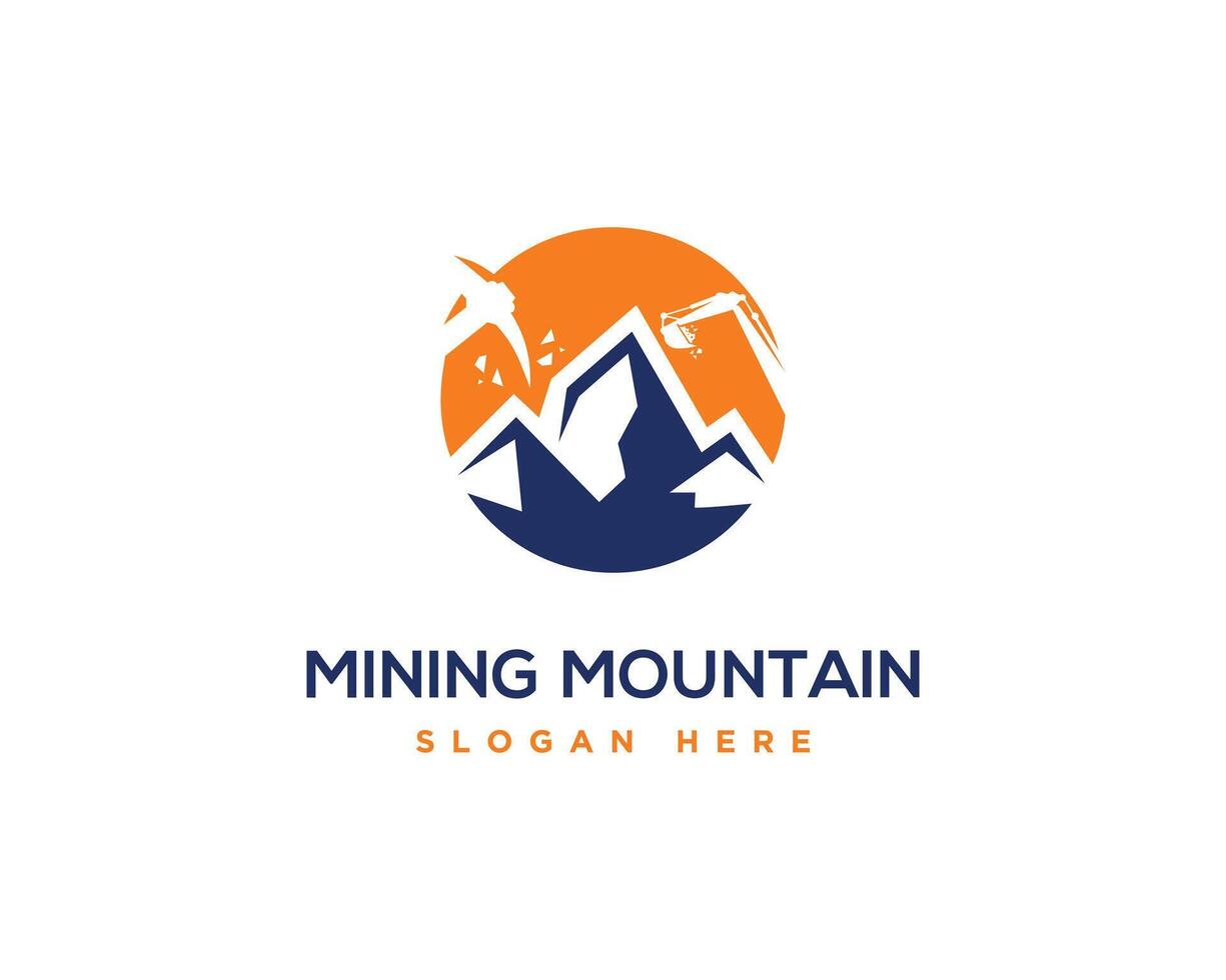 Mine mountain simple flat logo concept template vector. vector
