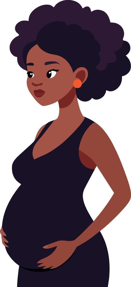 Months pregnant woman holds belly illustration isolated vector