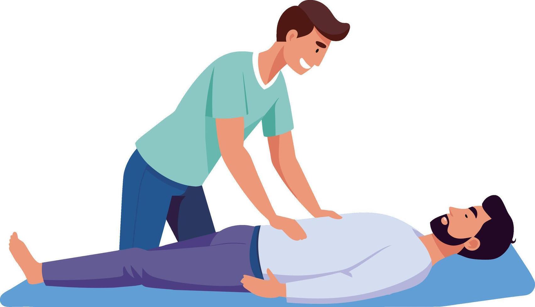 young professional massage therapist and patient isolation vector