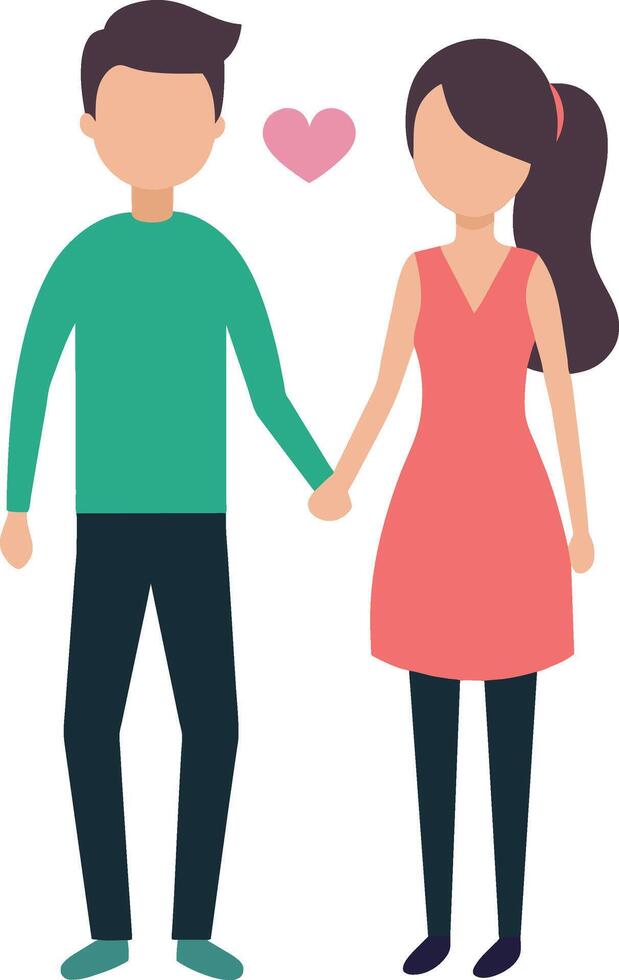 an illustration of a man and a woman holding hands vector