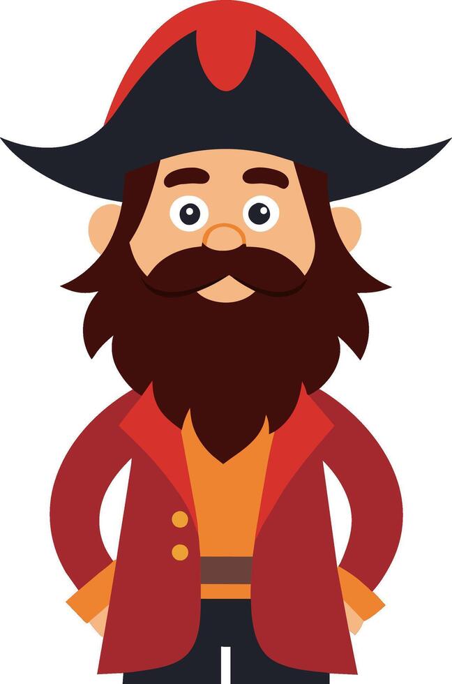 Cartoon pirate with a beard and mustache on a white background. vector