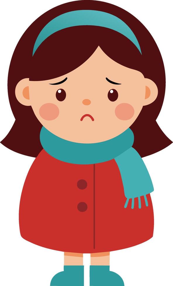 an illustration of a little girl who has a cold vector