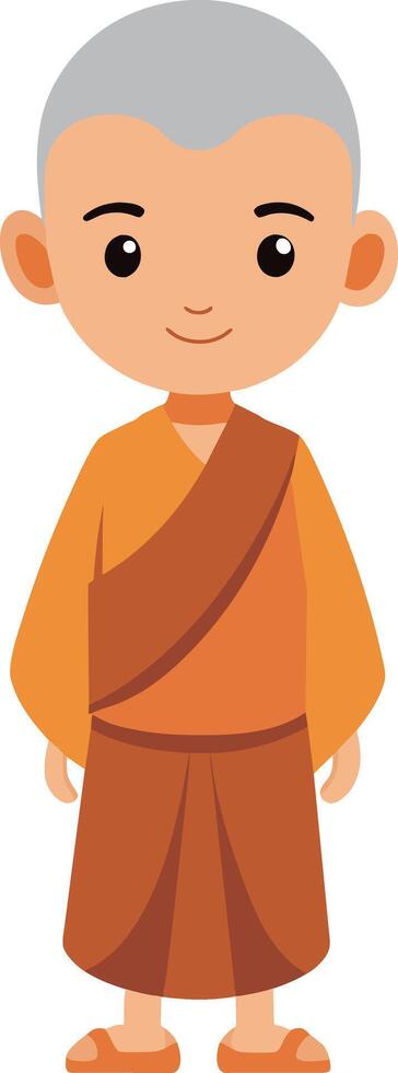 illustration of a Buddhist monk with a cute face vector