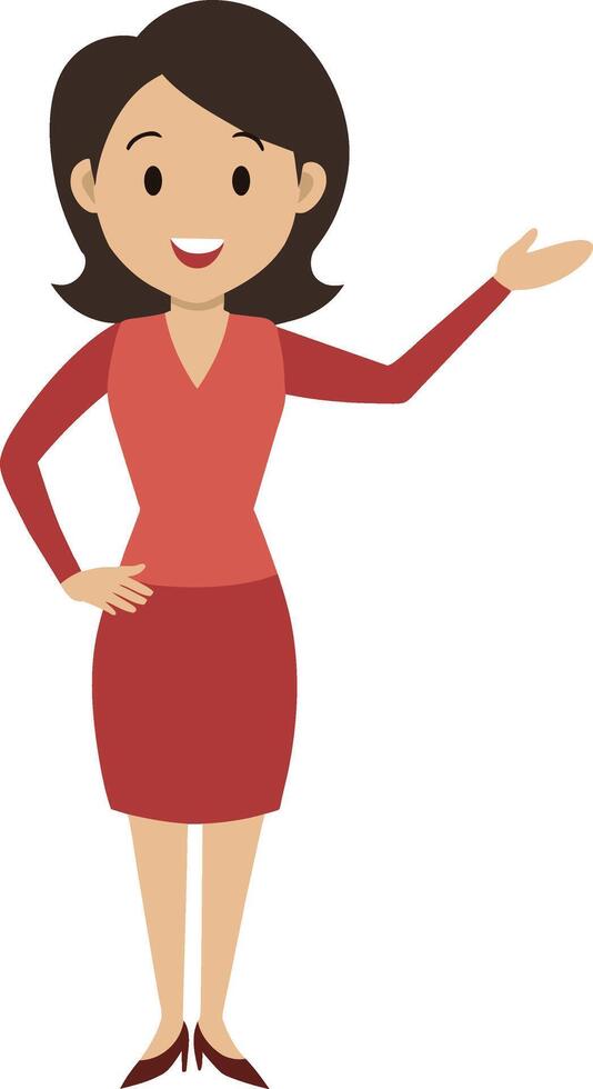 a Smiling woman in a casual outfit introducing vector