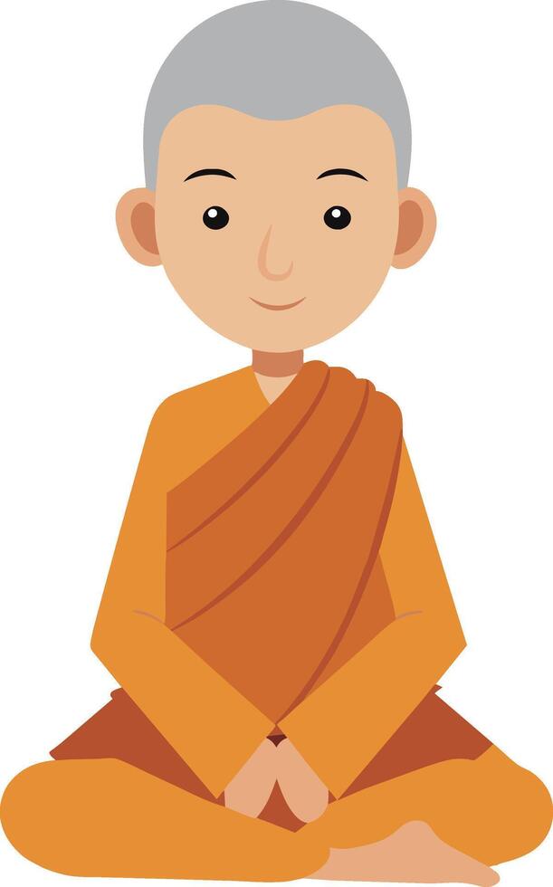 Illustration of a Buddhist monk meditating in the lotus position vector