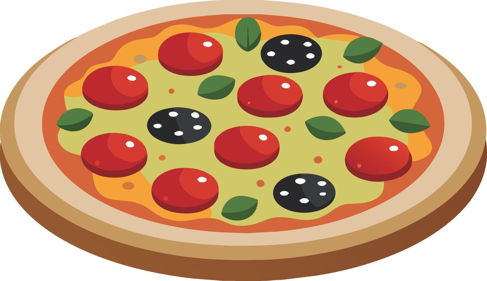 Colorful Round Tasty Pizza Vector