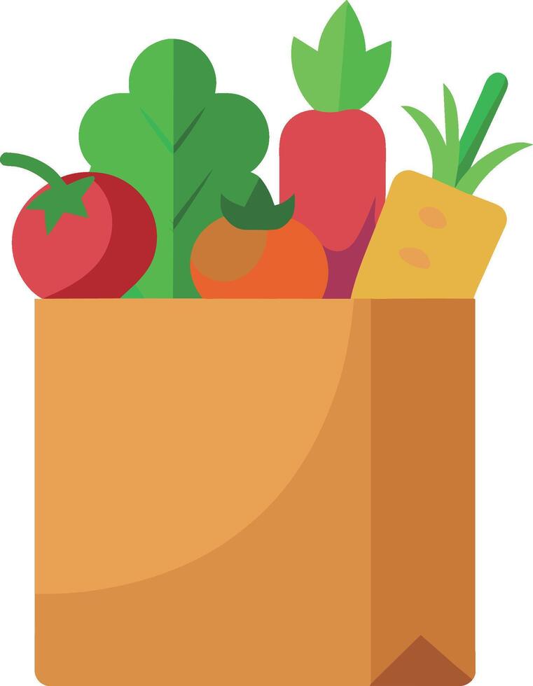 vector vegetables in paper bag illustration