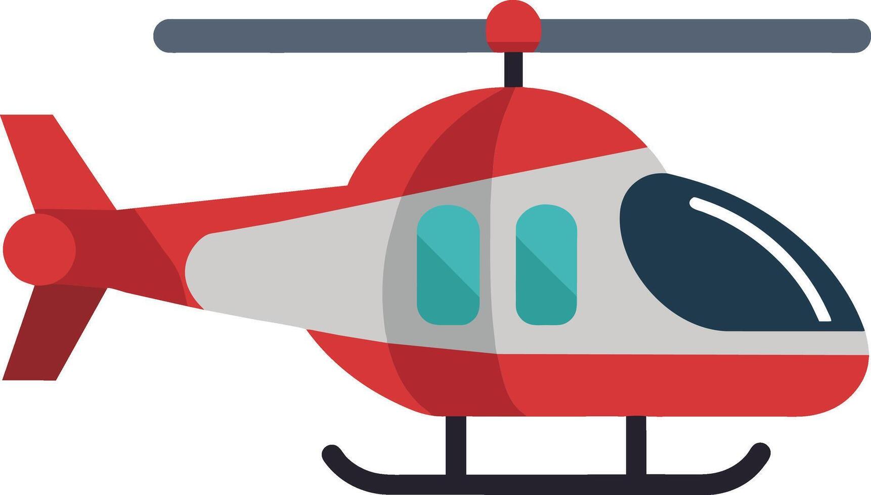 Red Helicopter In Flat Style Vector