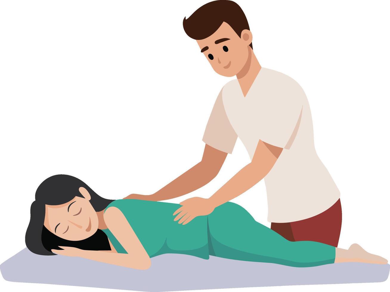 Man masseur massage female patient vector